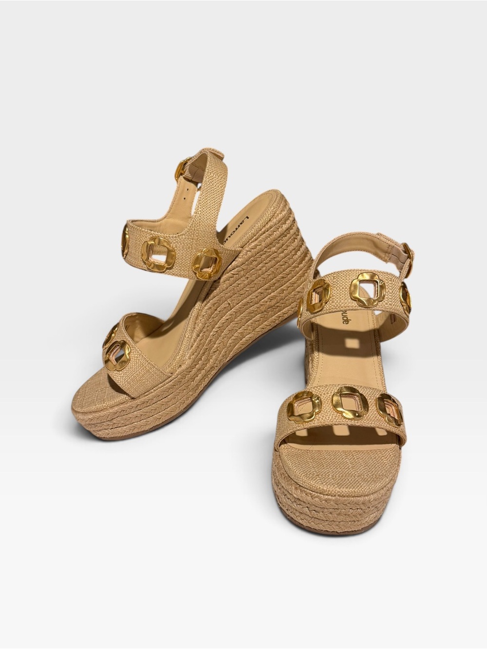 NWOB Larroude Milan Studded Espadrille Wedge Sandals - Picture 5 of 7